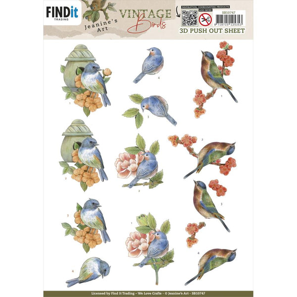 Find It Trading Jeanine's Art 3D Push Out Sheet Stone Bird House, Vintage Birds*
