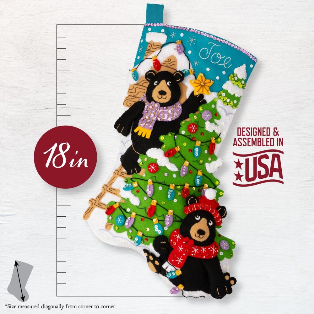 Bucilla Felt Ornaments Applique Kit Set of 4 - Holiday Black Bears