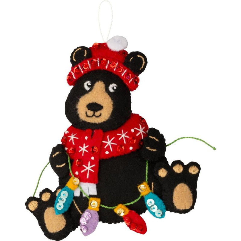 Bucilla Felt Ornaments Applique Kit Set Of 4 Holiday Black Bears*