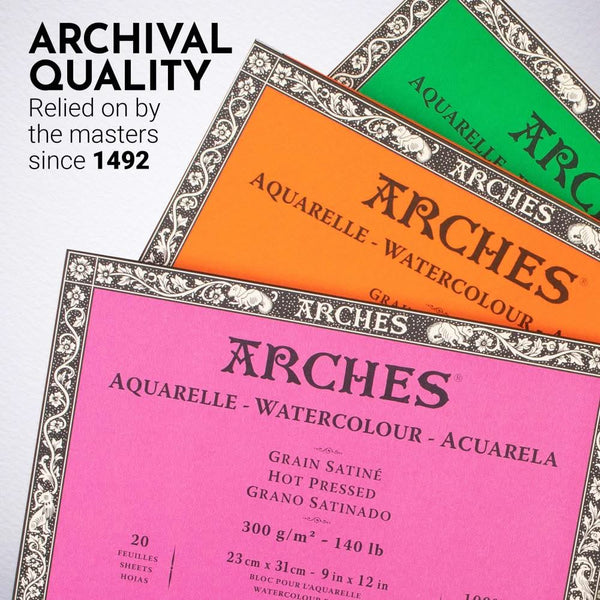 Arches Watercolour Block - Hot Pressed 300gsm 23cm x 31cm - 20 Sheets