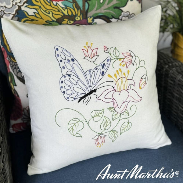 Aunt Martha's - Hand Embroidery Iron-On Transfer Pattern - 3 Sizes Butterflies & Flowers*