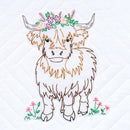 Jack Dempsey Stamped White Quilt Blocks 18"X18" 6/Pkg Highland Cow*