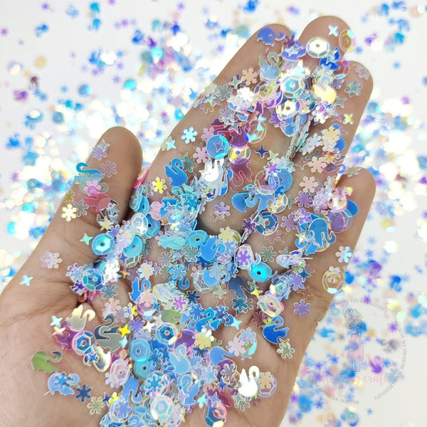 Dress My Craft Sequins 8gms Shining Swan Blue Mix