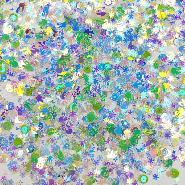 Dress My Craft Sequins 8gms Shining Swan Green Mix