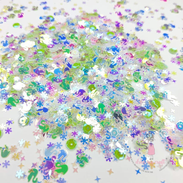 Dress My Craft Sequins 8gms Shining Swan Green Mix