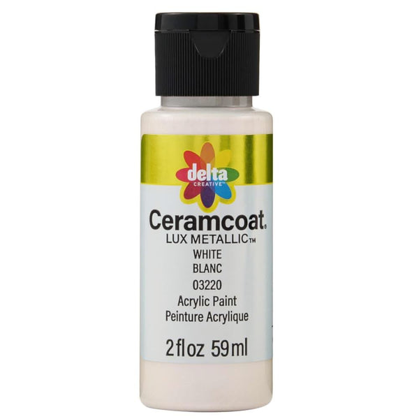 Delta Ceramcoat Lux Metallic Acrylic Paint 2oz White