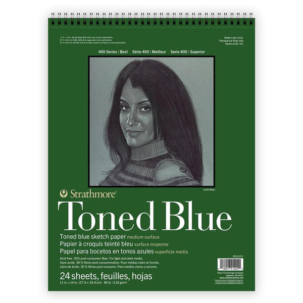 Strathmore 400 Series Toned Blue Sketch Pad 11"x 14" Wire Bound - 24 Sheets
