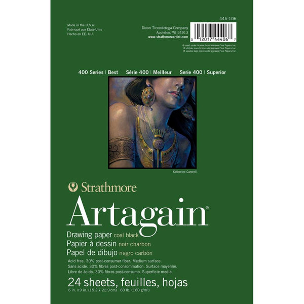 Strathmore 400 Series Artagain Drawing Pad 6"x 9" Glue Bound Black - 24 Sheets