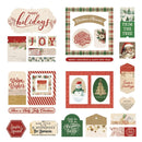Collection of Christmas-themed decorative elements and cards on a white background
