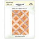 Layering stencils by Lisa Horton Crafts with geometric pattern on a white background