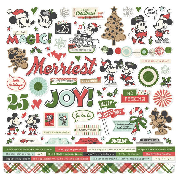 Simple Stories Cardstock Stickers 12"X12" Say Cheese Classic Mouse Christmas