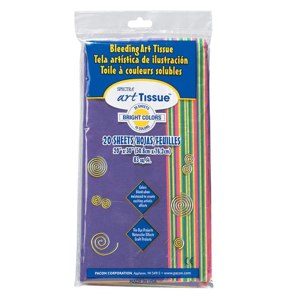 Spectra Deluxe Bleeding Art Tissue 10 Colour Bright 20"x30", 20 Sheets