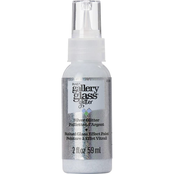 FolkArt Gallery Glass Paint 2oz - Glitter Silver