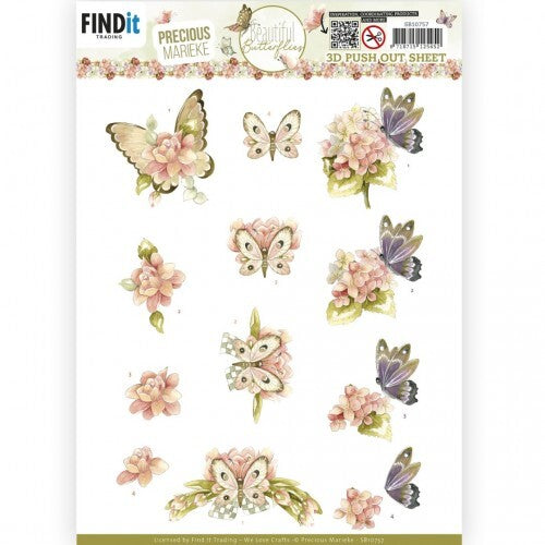 Find It Trading Precious Marieke Punchout Sheet Pink, Beautiful Butterfly