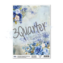 Design paper sheet with blue floral design and '3Quartex Design' branding on a white background.