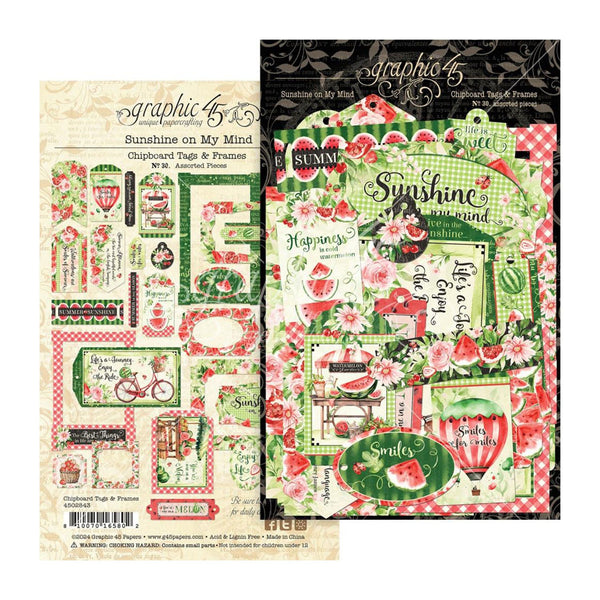 Graphic 45 Die-Cut Assortment - Sunshine On My Mind Tags & Frames