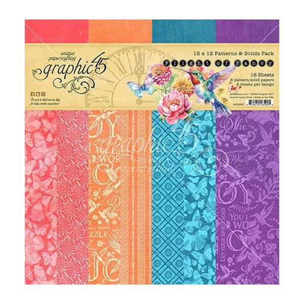 Graphic 45 Collection Pack 12"x 12" Patterns & Solids - Flight Of Fancy