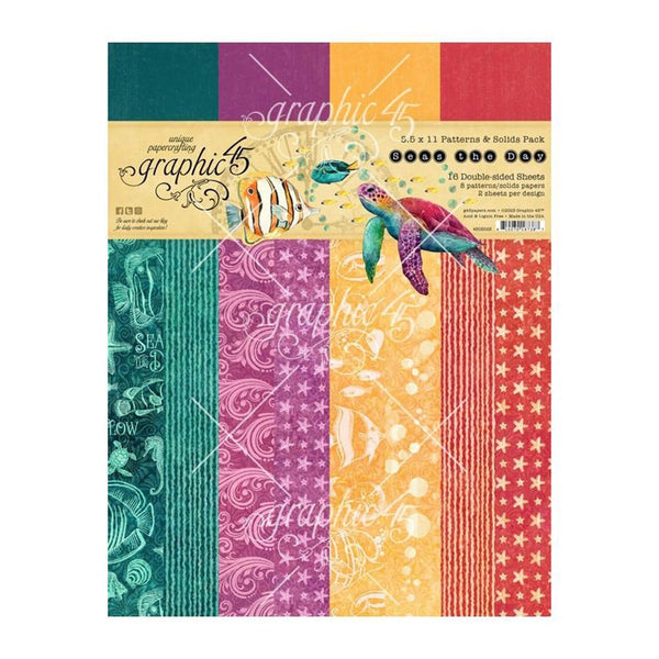 Graphic 45 Patterns & Solids Collection Pack 8.5"x 11" - Seas The Day^