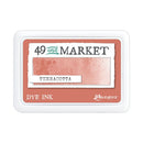 A Ranger 49 and MARKET Terracotta dye ink pad in a white rectangular plastic case with a terracotta-colored label.