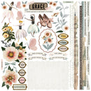 Collection of decorative elements including flowers, ballet dancers, and motivational phrases on a white background.