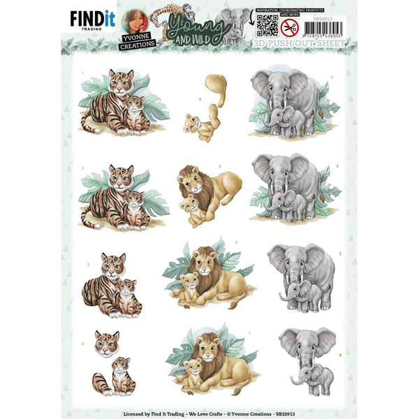 Find It Trading Yvonne Creations Punchout Sheet Tiger, Young And Wild