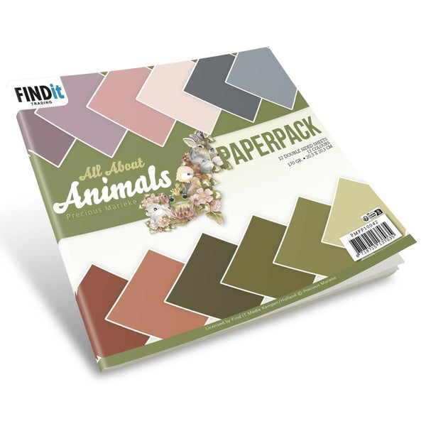 Find It Trading Precious Marieke Paper Pack 8"X8" 12/Pkg Solid Colours, All About Animals