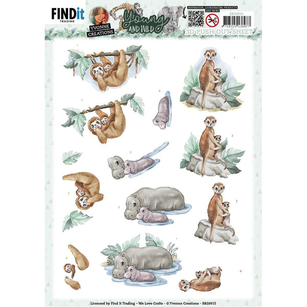 Find It Trading Yvonne Creations Punchout Sheet Sloth, Young And Wild