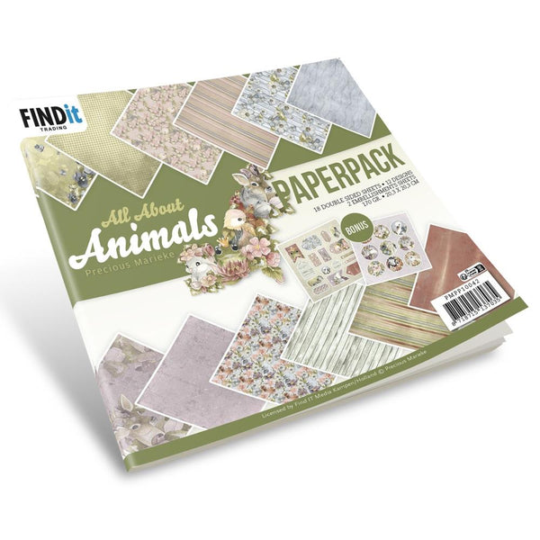 Find It Trading Precious Marieke Paper Pack 8"X8" 18/Pkg Design, All About Animals