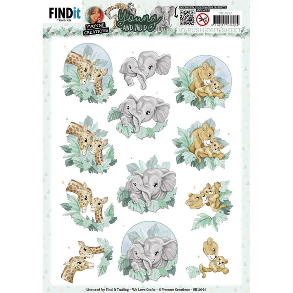 Find It Trading Yvonne Creations Punchout Sheet Giraffe, Young And Wild