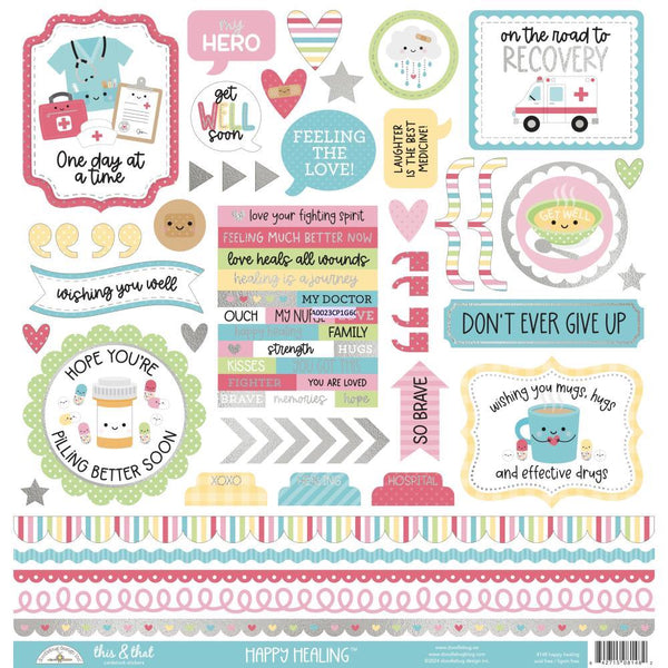 Doodlebug This & That Cardstock Stickers Happy Healing - 8148