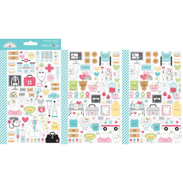 Doodlebug Mini Cardstock Stickers Icons, Happy Healing