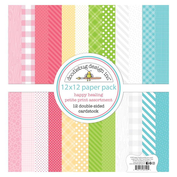 Doodlebug Petite Prints Double-Sided Cardstock 12"X12" Happy Healing - 8150