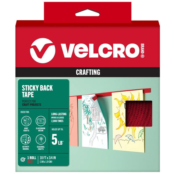 VELCRO® Brand Sticky Back Tape .75"X10' Red*