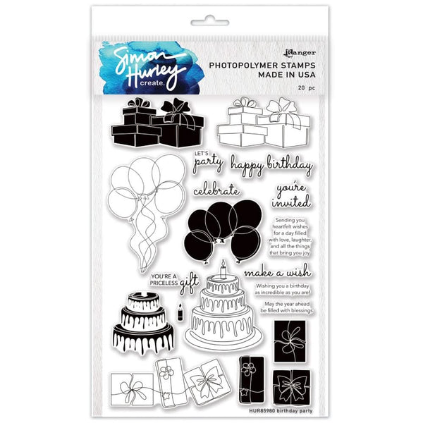 Simon Hurley create. Clear Stamps 6"X9" Birthday Party*