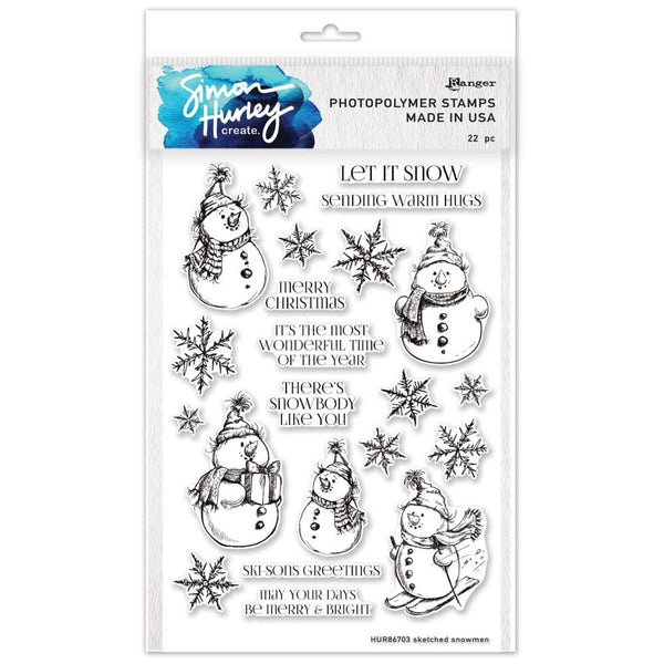 Simon Hurley create. Clear Stamps 6"X9" Sketched Snowman*