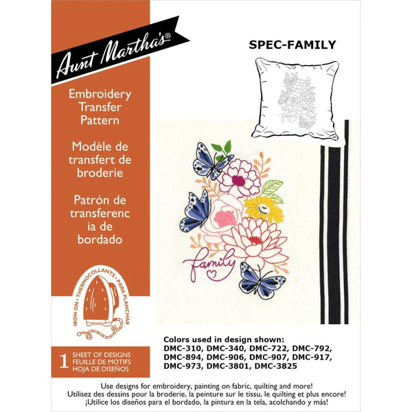 Aunt Martha's - Hand Embroidery Iron-On Transfer Pattern - 1 Size Family*
