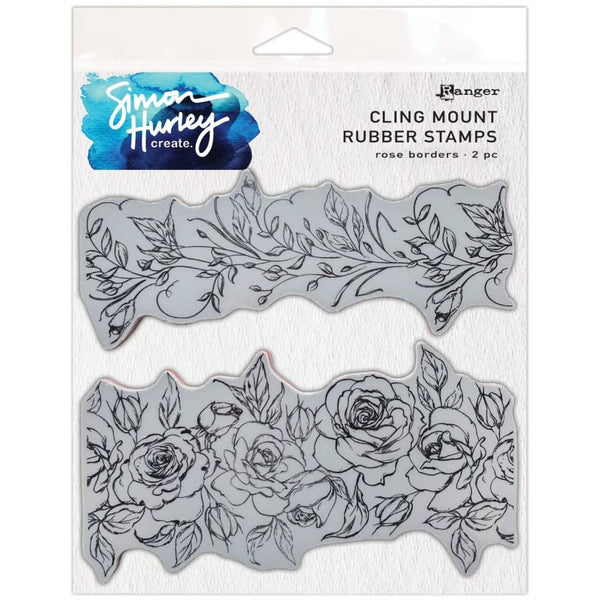 Simon Hurley create. Cling Mount Stamp 6"X6" Rose Borders*