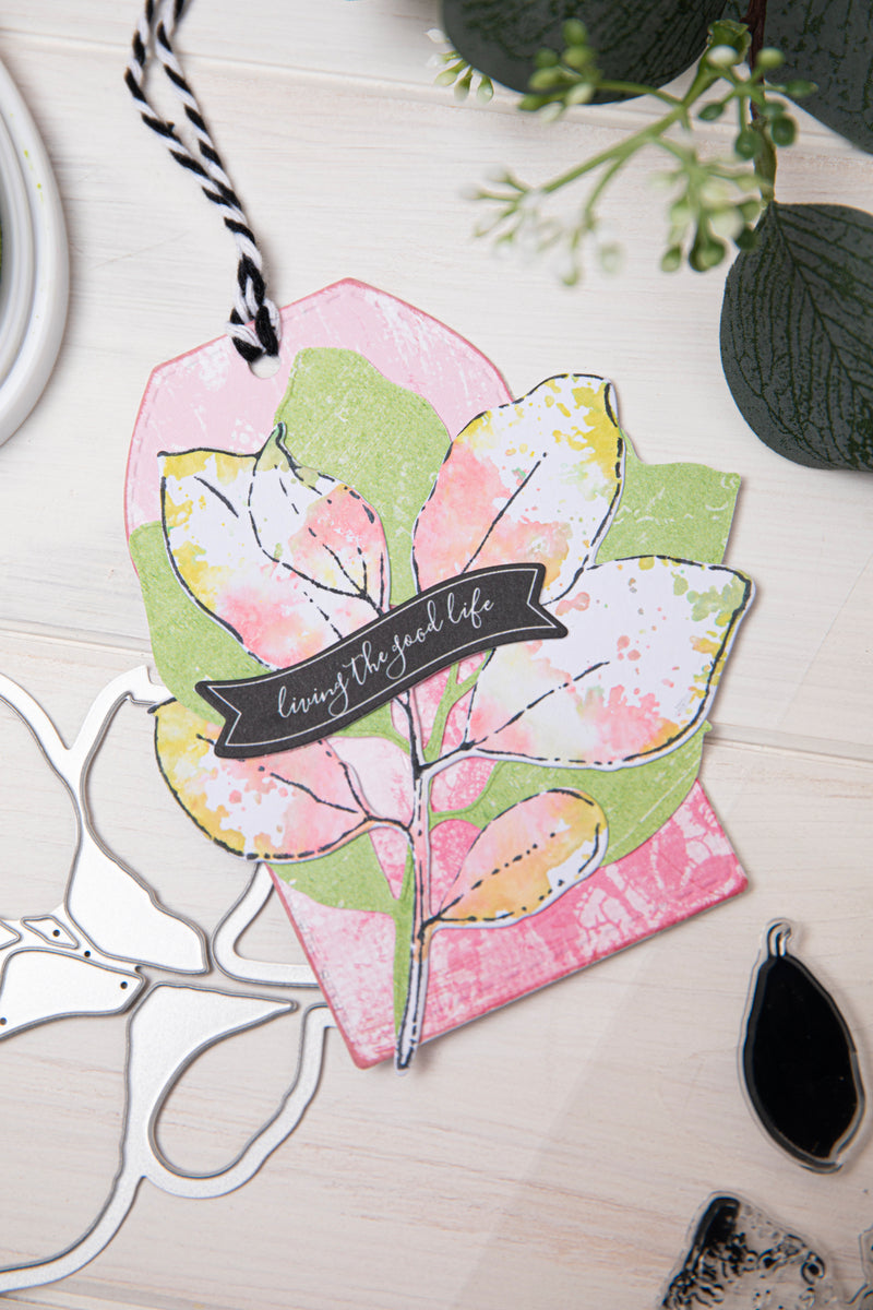 Sizzix Framelits Die & A5 Stamp Set By 49 & Market - Painted Pencil Leaves