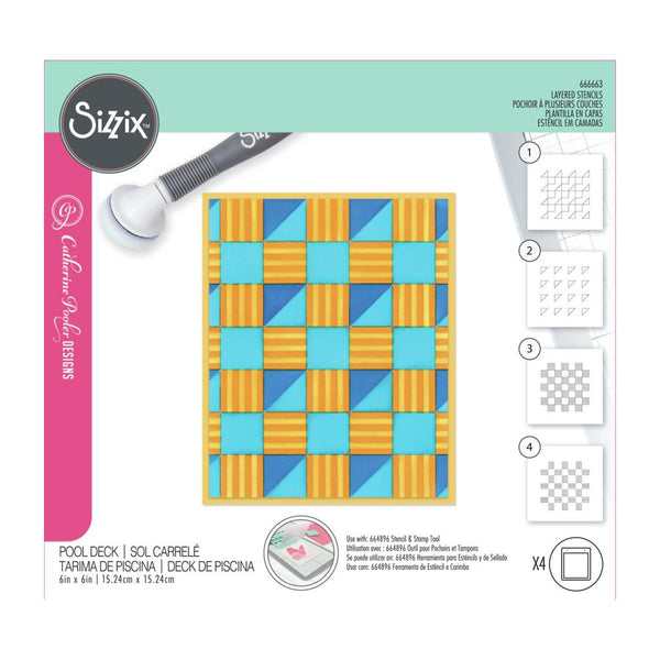 Sizzix Layered Stencils By Catherine Pooler 4/Pkg - Pool Deck