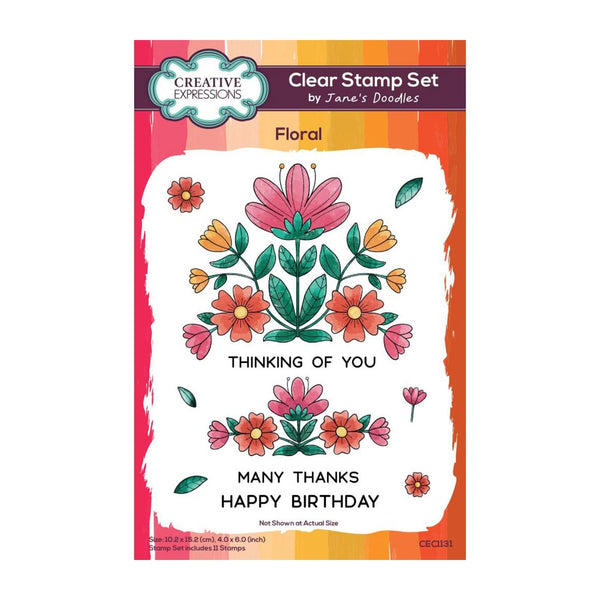 Creative Expressions Jane's Doodles Clear Stamp 4"x 6" - Floral*
