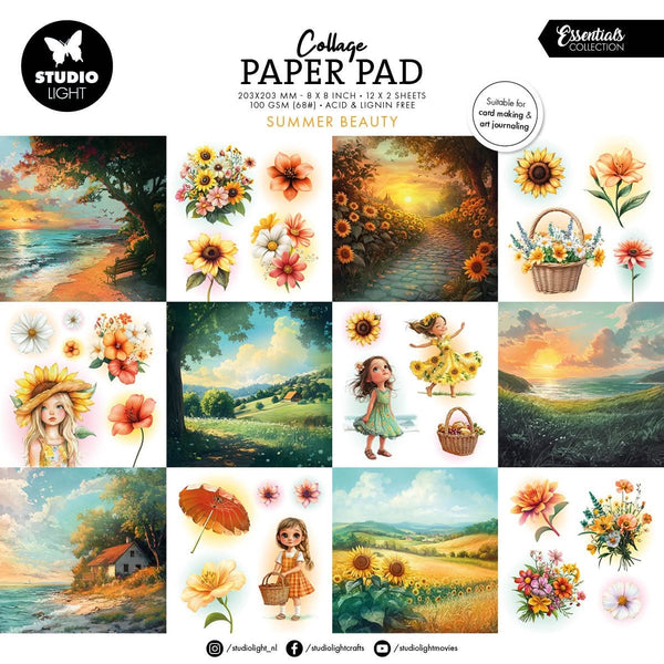 Studio Light Essentials Collage Paper Pad 8"X8" 24 Sheets Summer Beauty