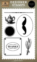 Carta Bella Vintage Market Stamp Set Teapot And Mustache