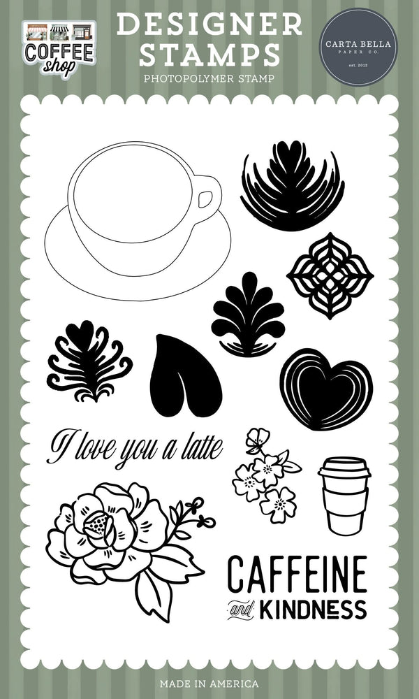 Carta Bella Coffee Shop Stamp Set Love You A Latte