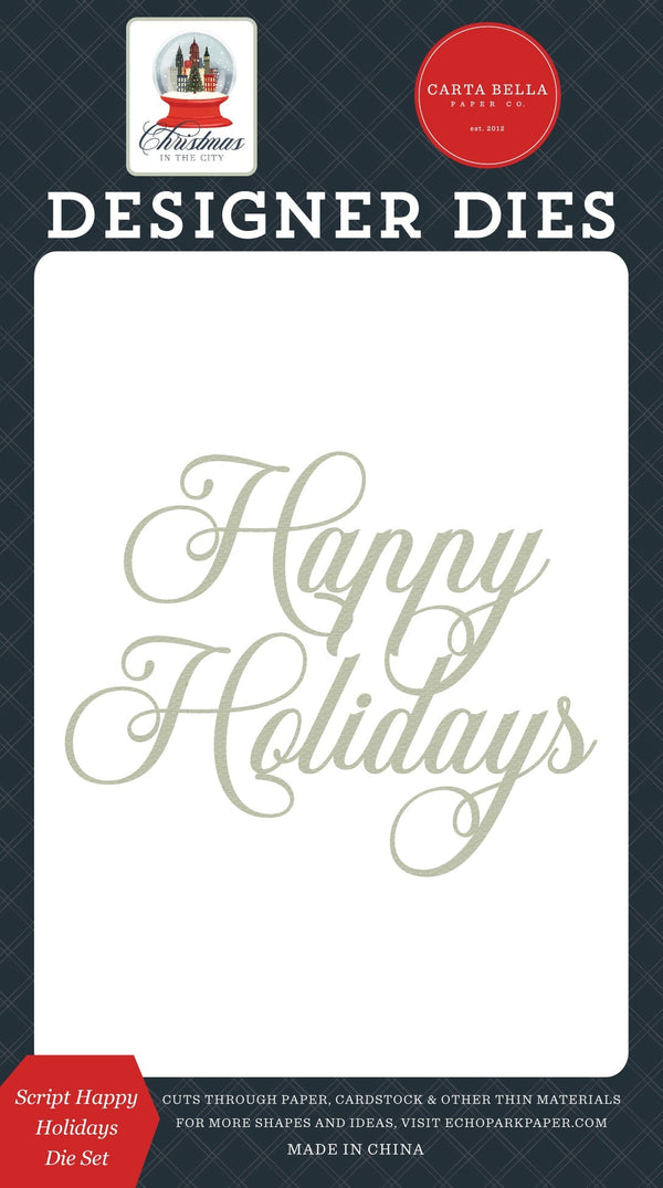 Carta Bella Christmas In The City Small Die Set Script Happy Holidays