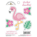 Doodlebug Water Bottle Sticker Doodles Flora Flamingo, Summer Fun