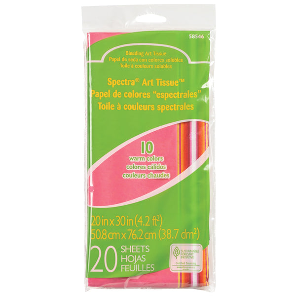 Spectra Deluxe Bleeding Art Tissue 10 Color Warm 20"x30", 20 Sheets