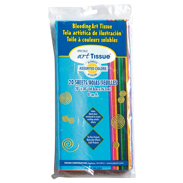 Spectra Deluxe Bleeding Art Tissue 20 Assorted Colors 20"X30", 20 Sheets