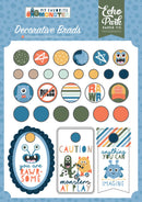 Echo Park My Favorite Monster decorative brads with monster themed tag pieces