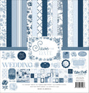 Echo Park Paper Co Save The Date 12x12 collection kit with blue and white wedding papers and element stickers