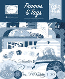 Echo Park Paper Co Save The Date Frames and Tags pack with 34 blue and white wedding die cut pieces